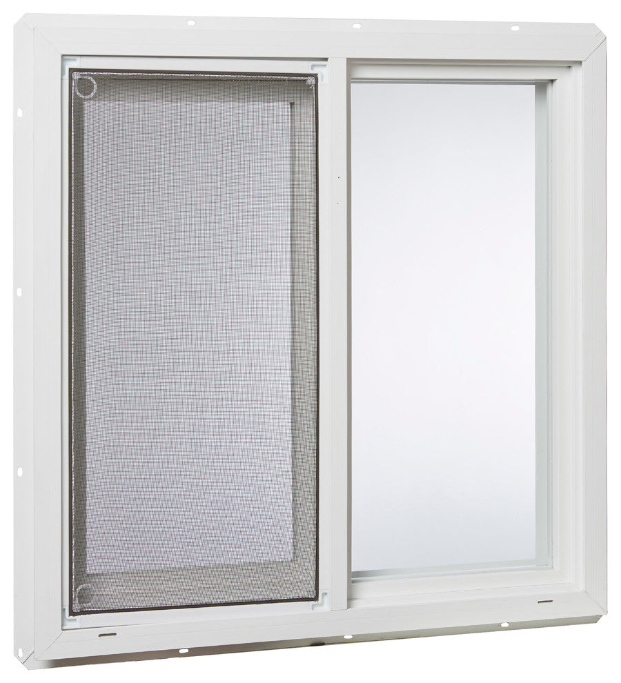 24" x 24" Vinyl Utility Left, Hand Sliding Window with Dual Pane Insulated Glass