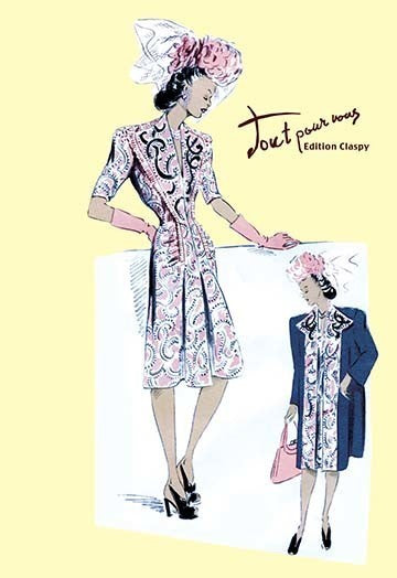 Paisley Dress with Hat, Gloves And Jacket- Fine Art Giclee Print 24" x 36"