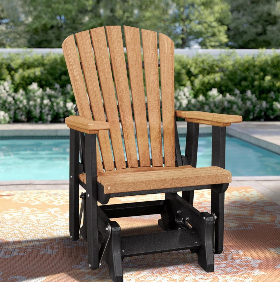 OS Home and Office Model 515CBK Fan Back Glider, Cedar With a Black Base