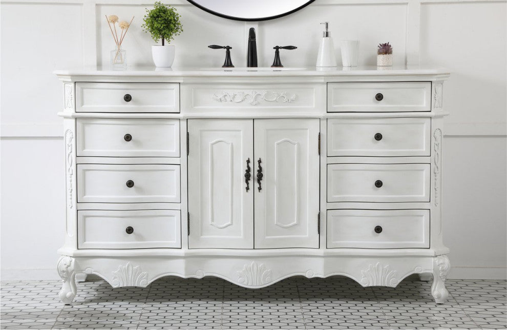 Elegant VF10160AW 60"Single Bathroom Vanity, Antique White
