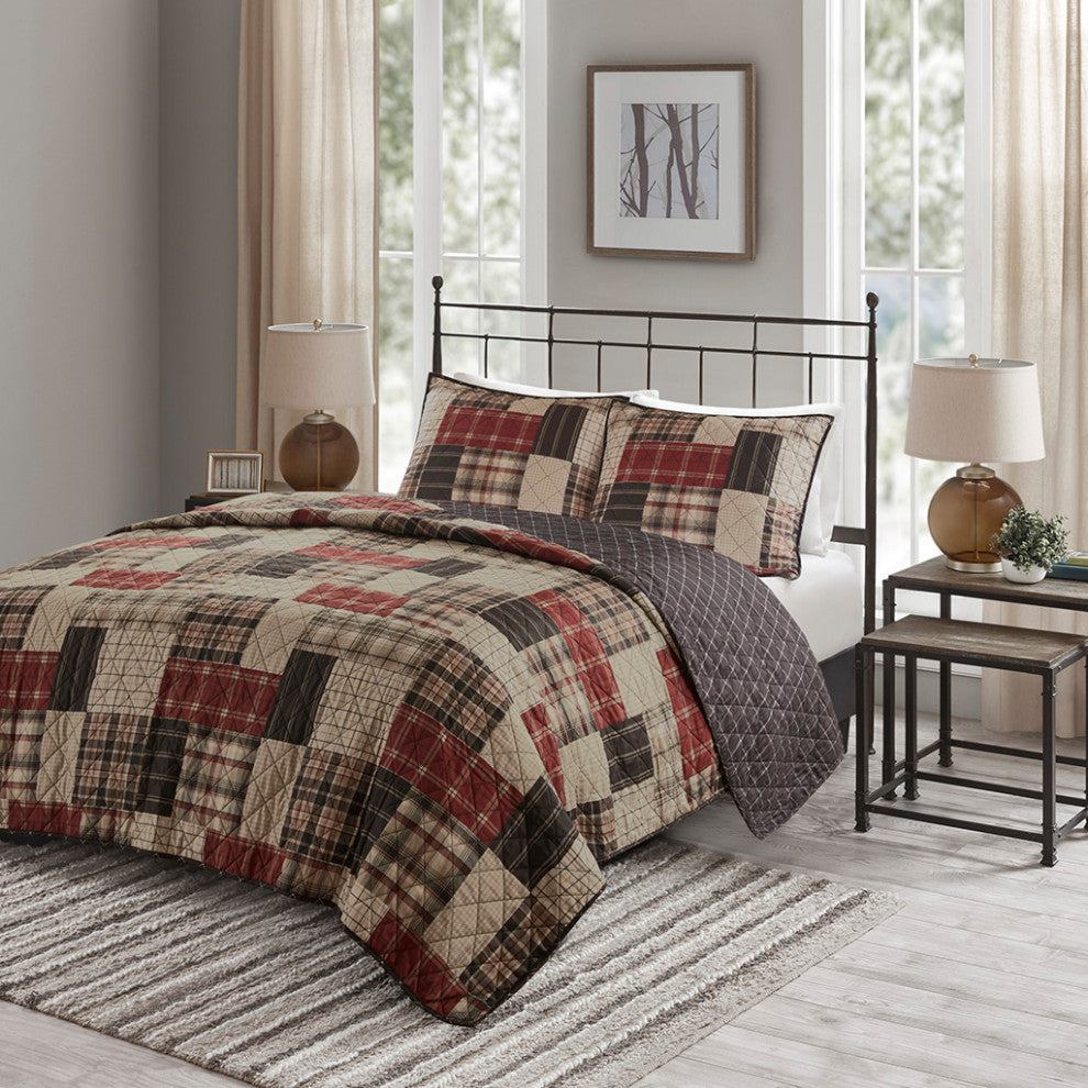 Madison Park Timber 3 Piece Reversible Printed Quilt Set