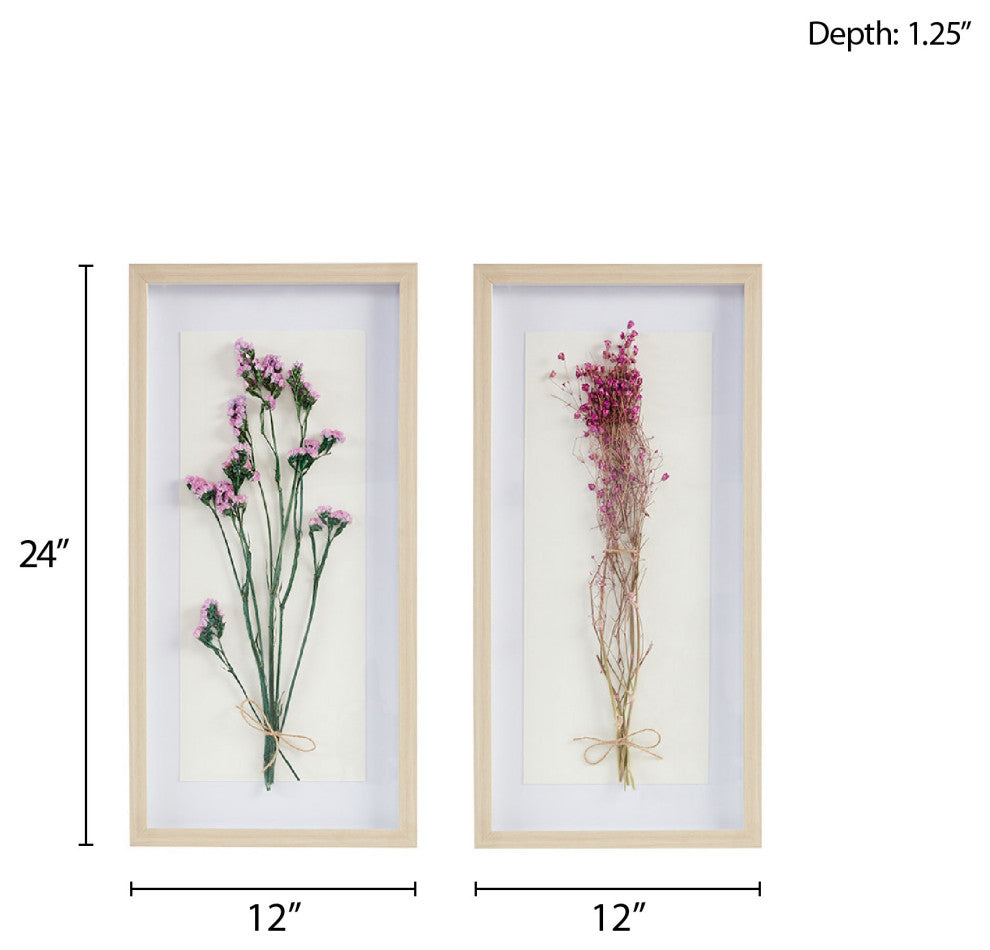 Madison Park Avant Garden Dried Flower 2-piece Shadow Box Wall Decor Set