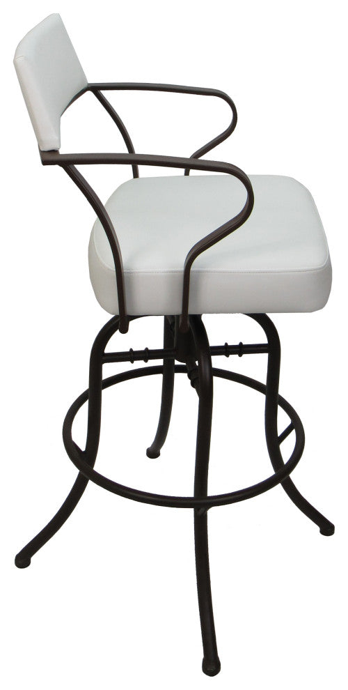 Swivel Tilt Metal Counter 26" or Bar 30" Stool - Carolina, White Vinyl - Brown, 26"
