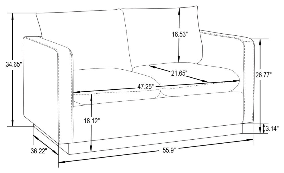 LeisureMod Nervo Modern Leather Loveseat With Gold Base, White
