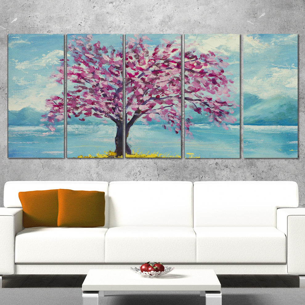 "Blooming Sakura Flowers" Canvas Art Print60"x28", 5-Panels
