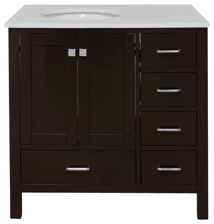 Horizon 36" Bathroom Vanity, Chocolate, Engineered White