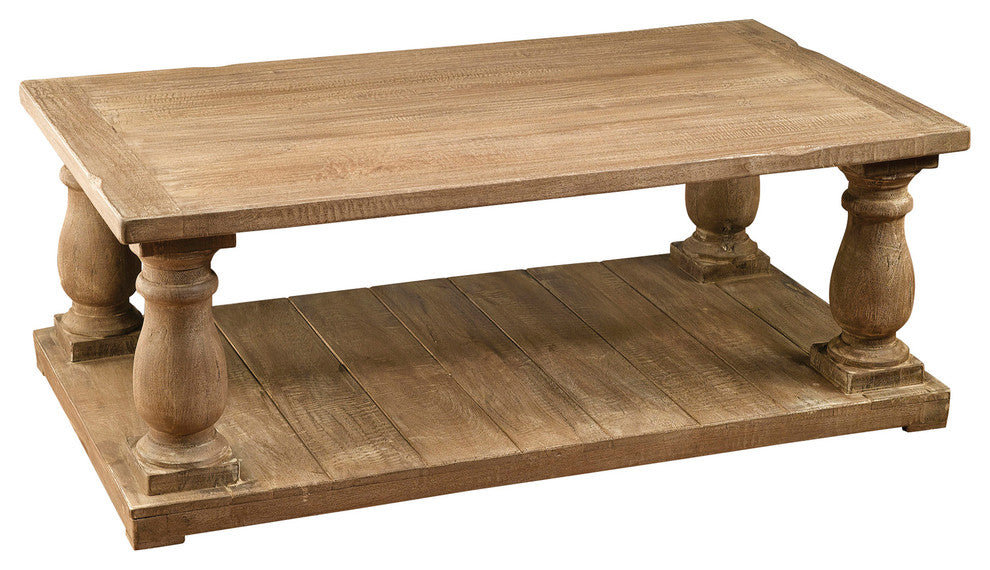 Weathered Sand Finish Baluster Coffee Table