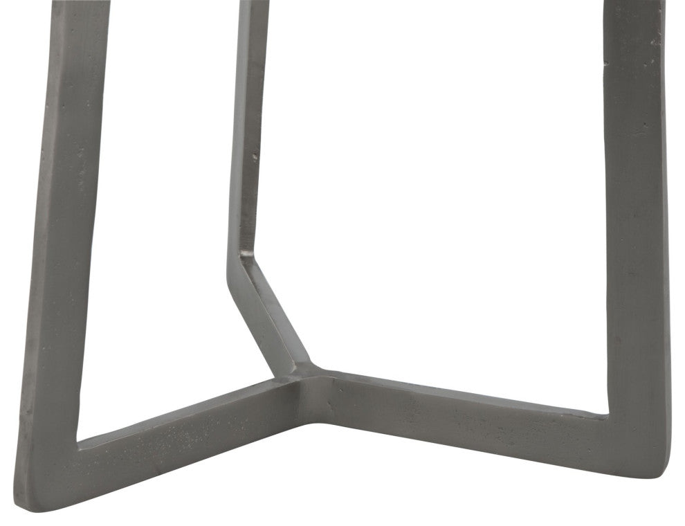 Sofa Side Table, Round, Artificial Marble, Aluminum Metal, White, Black, Lounge