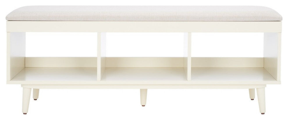 Safavieh Cricket Open Shelf Bench, Creme/Creme