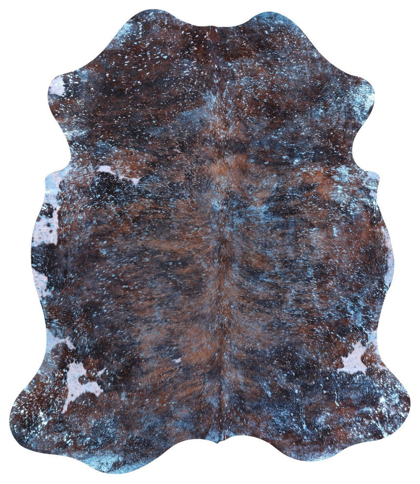 7' 2" X 6' 4" Blue Metallic Cowhide Rug C2113