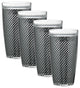 Fishnet Doublewall Drinkware Glasses, Black, 22 oz., Set of 4