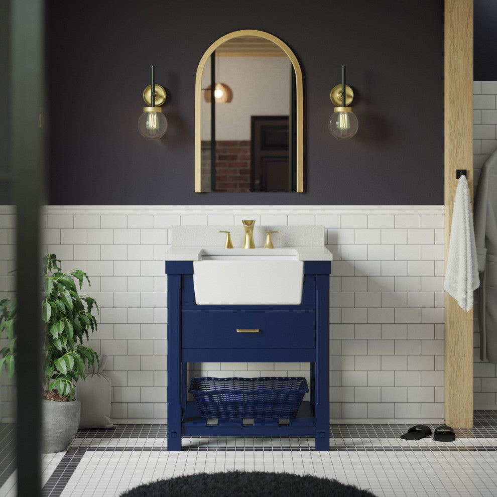 Charlotte 30" Bathroom Vanity, Royal Blue, Quartz