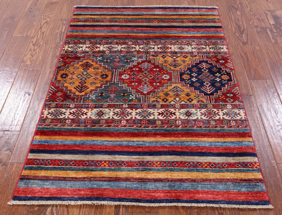 Tribal Khorjin Hand Knotted Wool Rug 3' 3" X 4' 9" Q8040