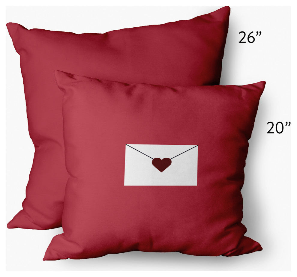 Love Letter Valentines Decorative Throw Pillow, Maroon, 20"x20"