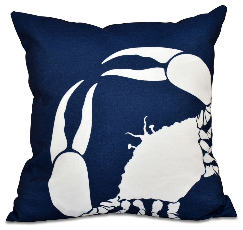 Crab Dip, Animal Print Pillow, Navy Blue, 16"x16"