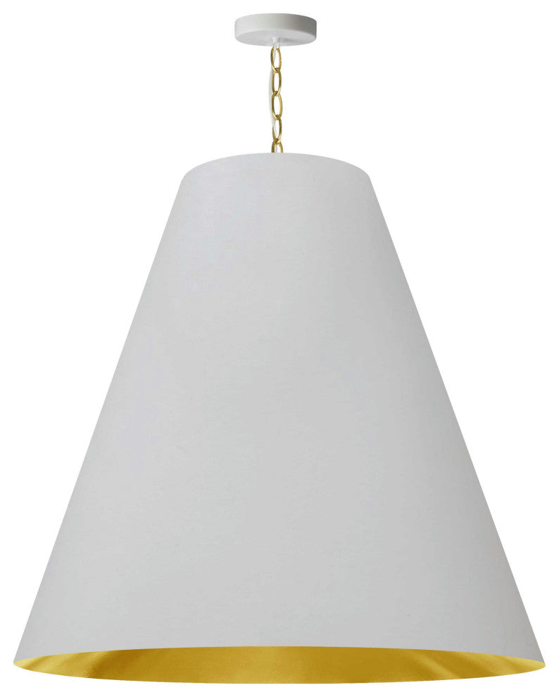 1 Light X-Large Anaya Aged Brass Pendant with White/Gold Shade