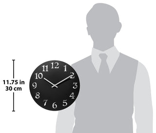 12 inch Modern Wall Clock, Vogue by Infinity Instruments, Black