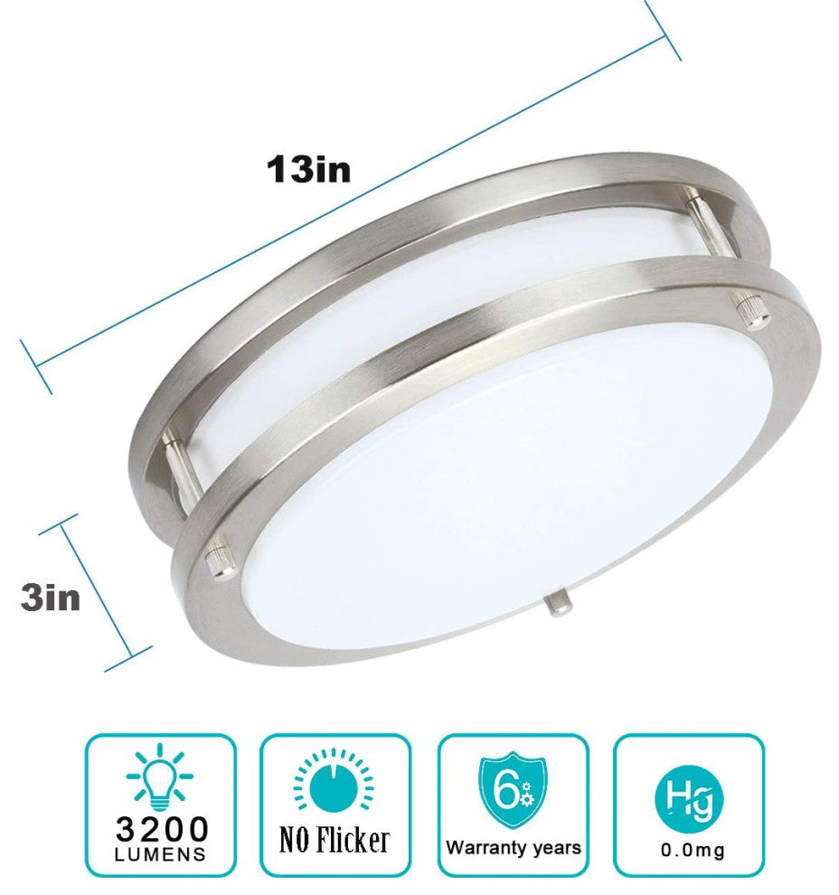 36W LED Ceiling Light Fixture, 13" Flush Mount Light Fixture