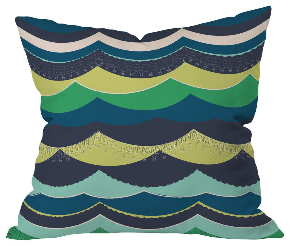 Vy La Unwavering Love Blue Green Outdoor Throw Pillow, 18x18x5