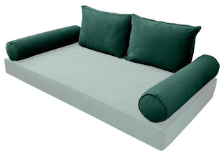 STYLE V1 Twin Velvet Pipe Trim Indoor Daybed Bolster Pillow |COVER ONLY| AD317