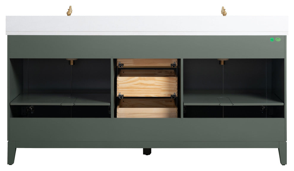 Vanity Art Bathroom Vanity With Sink, Vintage Green, 72" Double