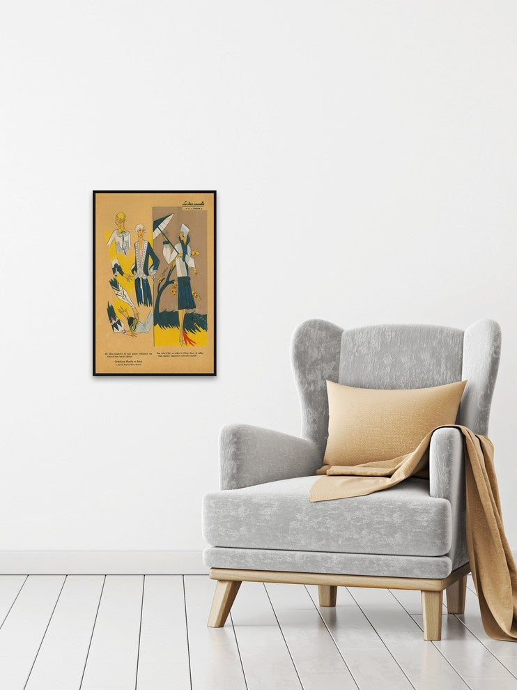 "Blue and Gold Flair" Floater Framed Painting Print on Canvas, 40"x60"