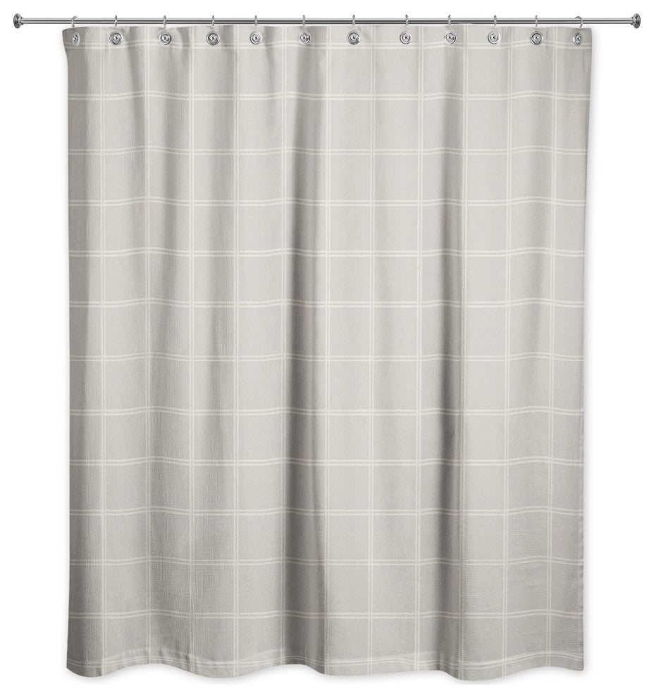 Gray and White Check 71x74 Shower Curtain
