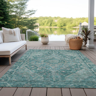 Machine Washable Indoor/Outdoor Chantille ACN1761 Teal 8' x 10' Rug