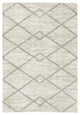 6' X 9' Ivory And Grey Geometric Shag Power Loom Stain Resistant Area Rug