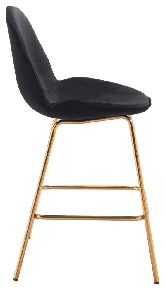 Siena Counter Chair, Set of 2 Black & Gold