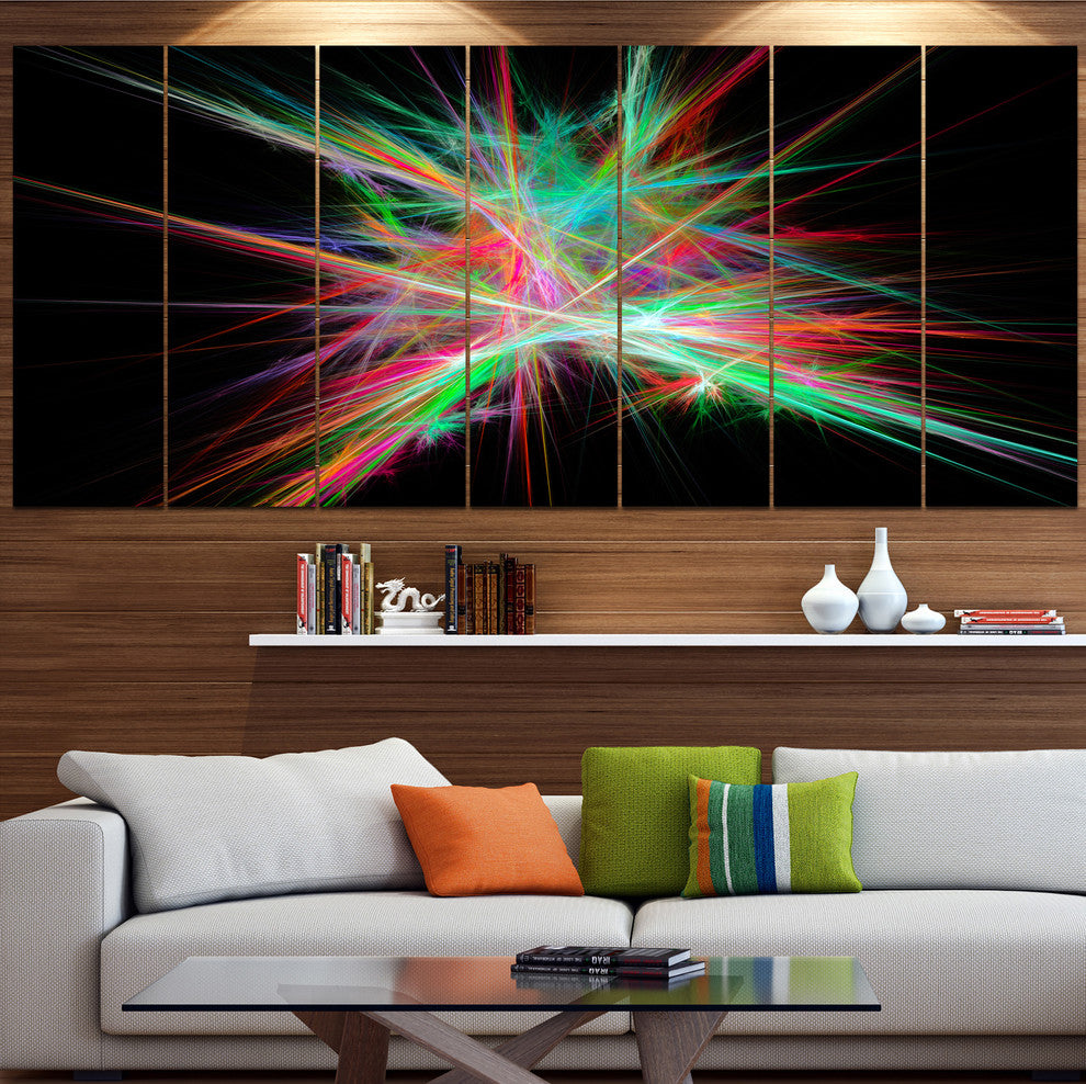 Green Red Spectrum of Light, Abstract Canvas Art Print, 83"x32", 7 Panels