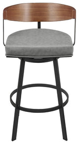 26 Swivel Counter Stool in Black Iron with Walnut Finish