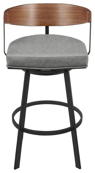 26 Swivel Counter Stool in Black Iron with Walnut Finish