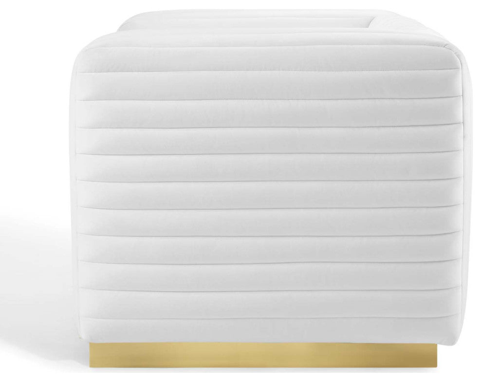 Tufted Armchair Accent Chair, Velvet, White, Modern, Living Lounge Hospitality
