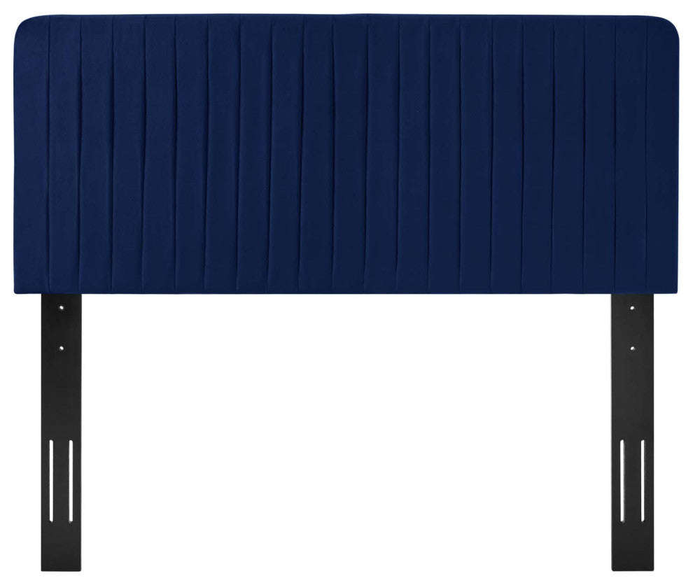 Tufted Headboard, Full Queen Size, Velvet, Blue Navy, Modern Contemporary