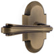 Cottage Plate With Fleur Lever, Antique Brass, Privacy, Right-Handed