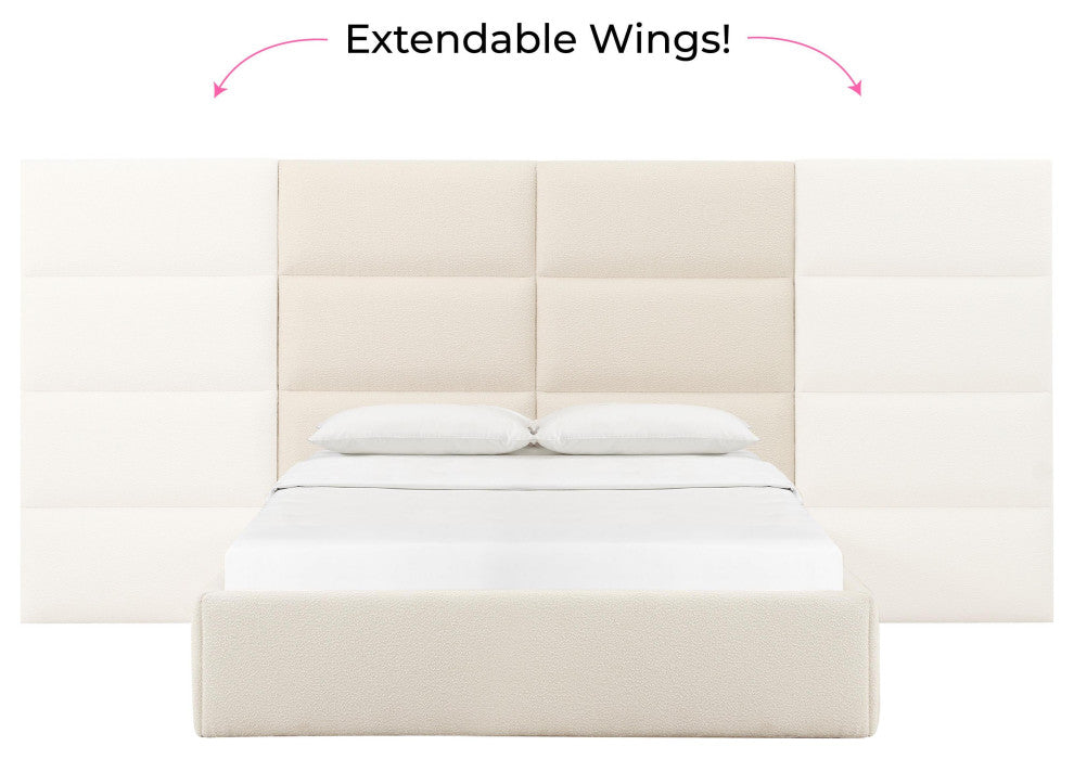 Eliana Cream Boucle Queen Wings (Set of 2) - Cream