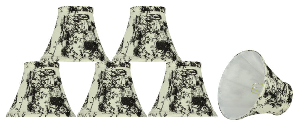 30067-6 Small Bell Chandelier Clip On Lamp Shade White&Printed Pattern 3"x6"x5"