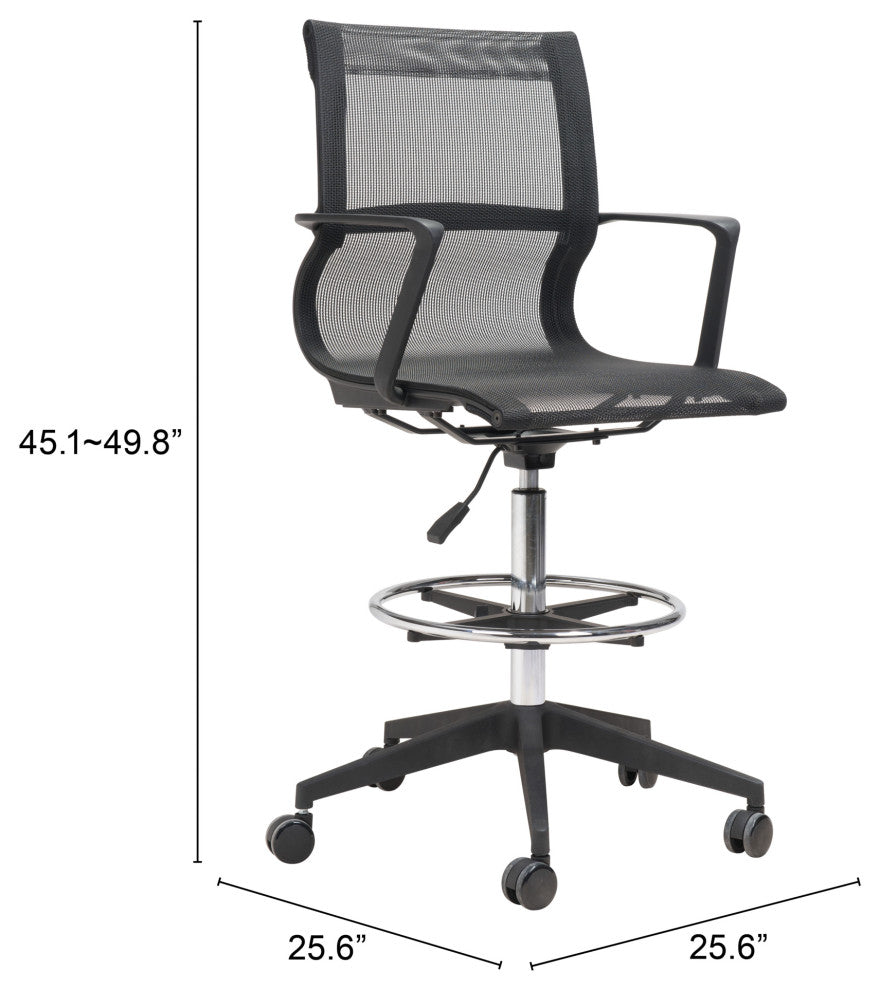 Computer Work Desk Chair, Fabric, Steel, Black, Chrome, Home Business Office