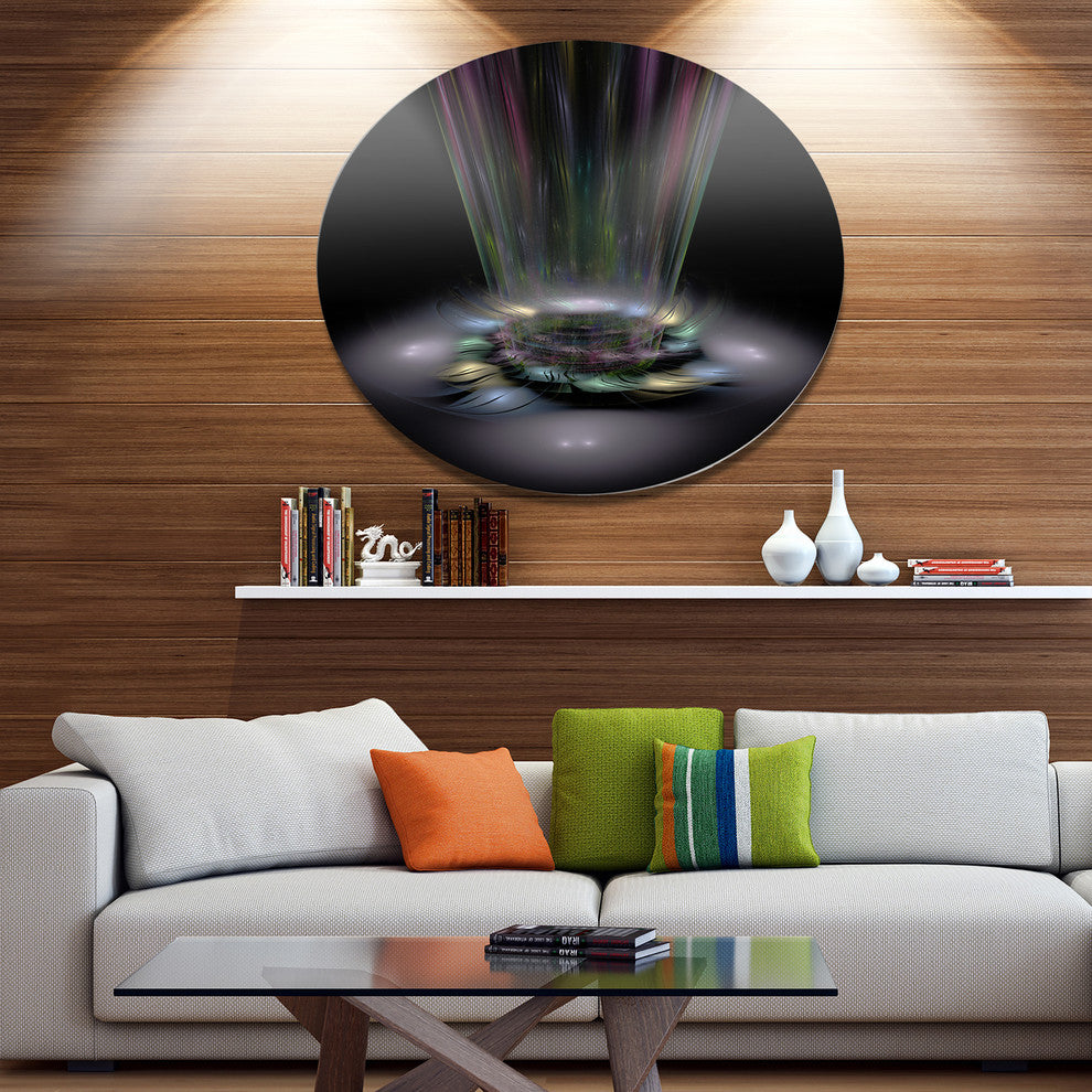 Shiny Colorful Abstract Flower Theme, Flower Disc Metal Artwork, 23"
