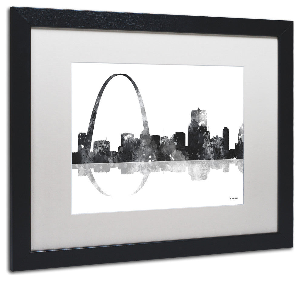 Watson 'Gateway Arch St Louis Skyline' Art, Black Frame, 16"x20", White Matte