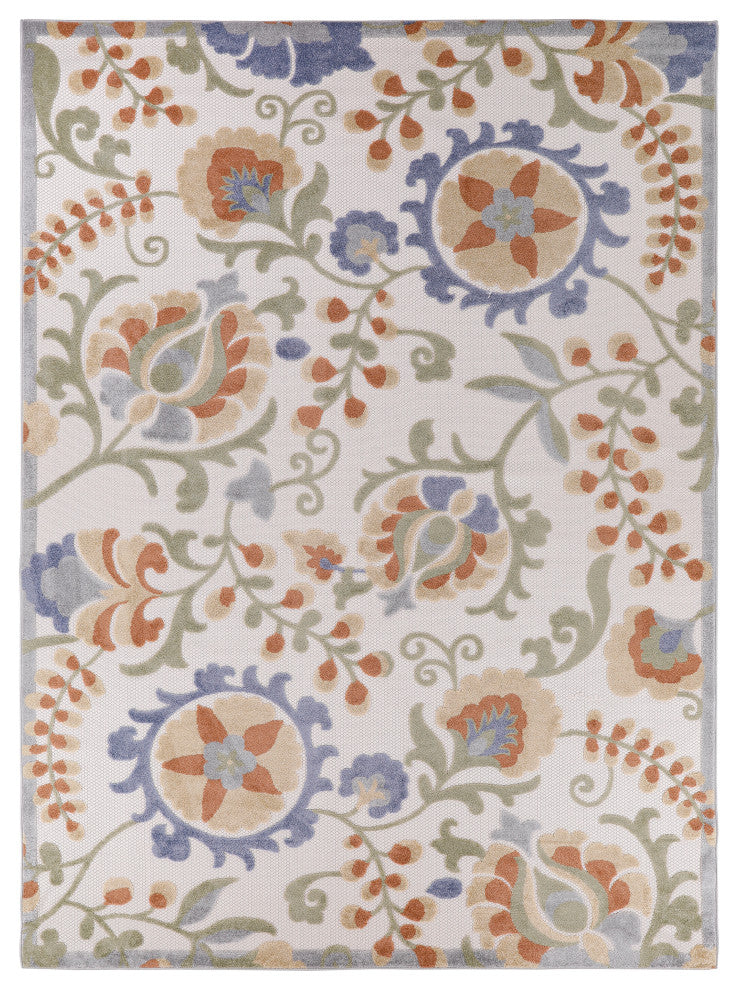 Nourison Aloha 7'10" x 10'6" Ivory Blue Outdoor Area Rug
