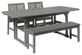 4-Piece Extendable Outdoor Patio Dining Set - Grey Wash