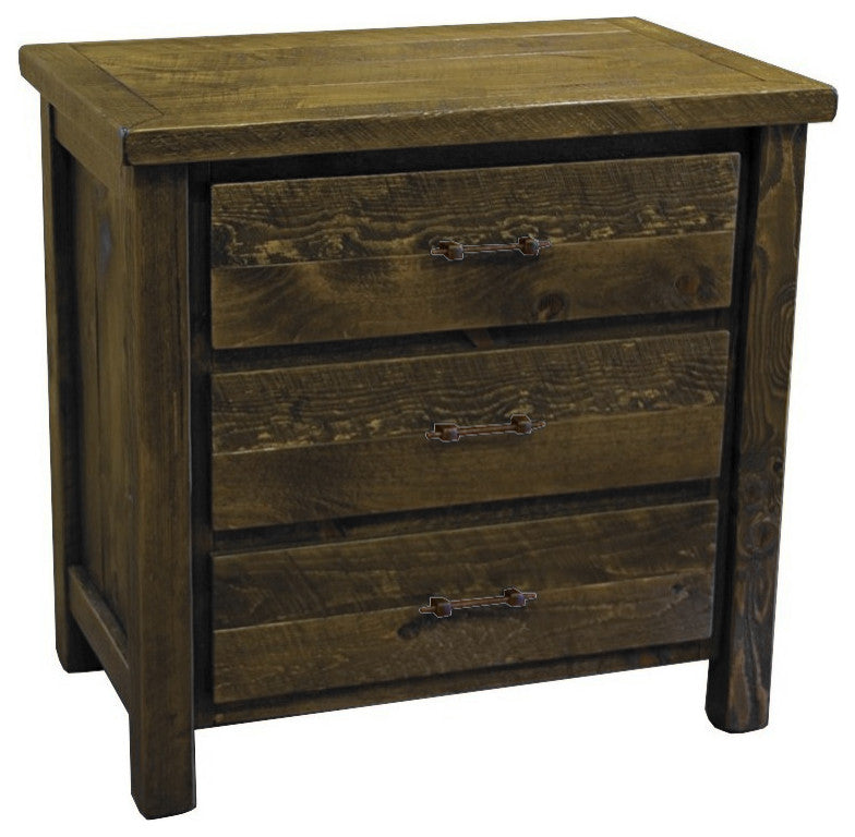 Barnwood Style Timber Peg 3-Drawer Chest, Driftwood