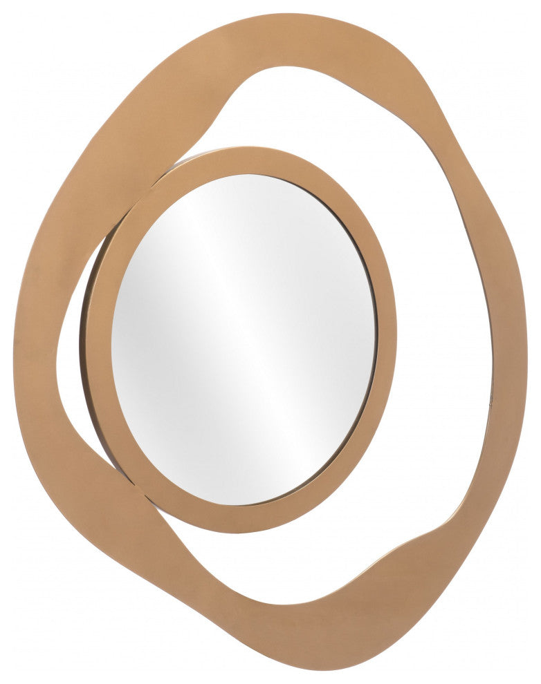 Contemporary Gold Round Mirror