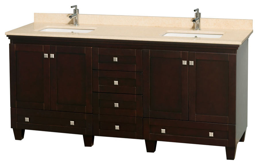 Wyndham WCV800072DESIVUNSMXX 72" Vanity in Espresso with Ivory Marble Top