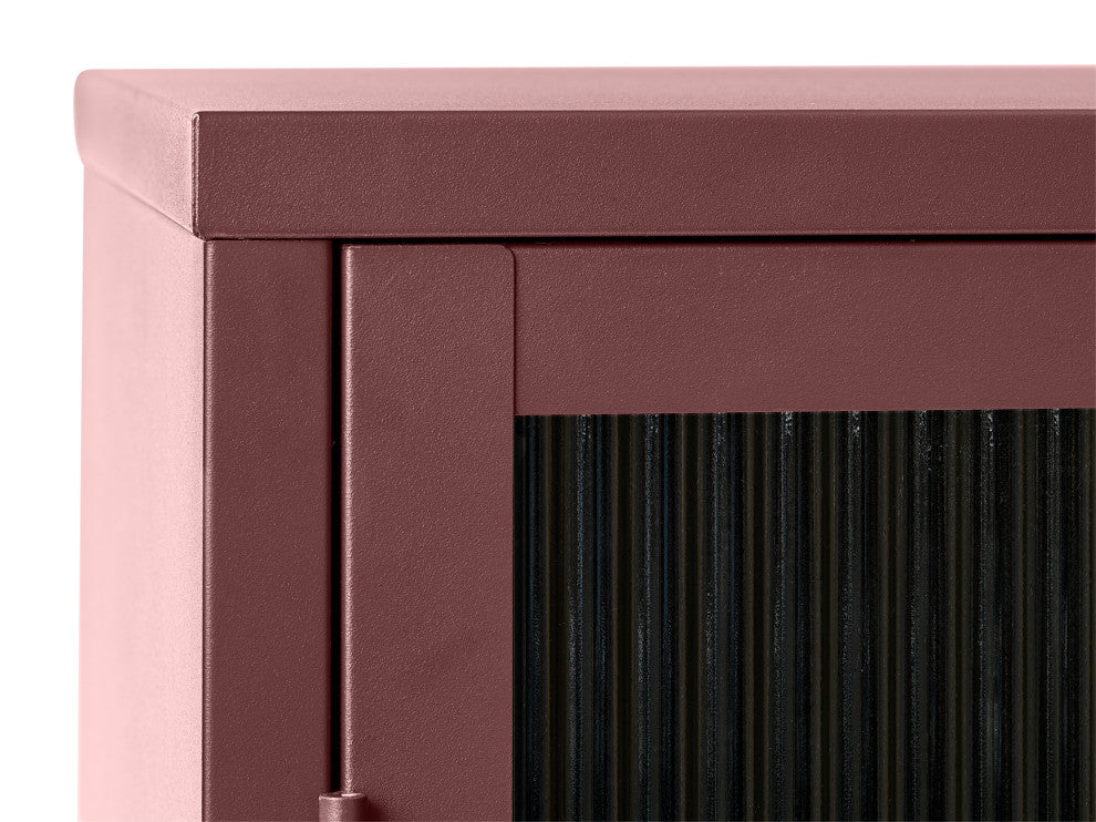 Metal & Glass 55" Display Cabinet, Red