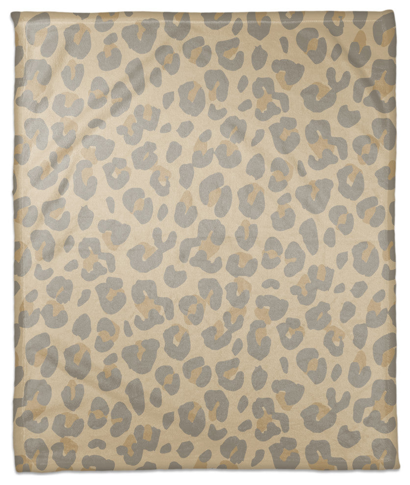 Neutral Gray Leopard 50x60 Coral Fleece Blanket