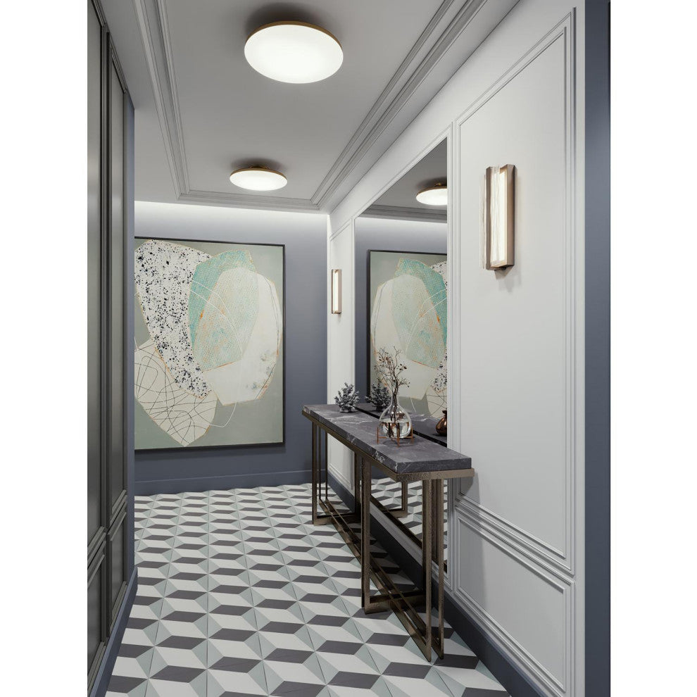 Skye, LED Flush Mount, 15", Satin Brass