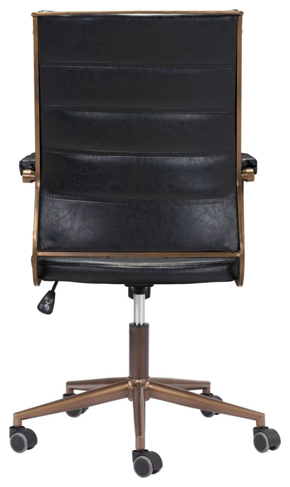 Chair, Faux Vinyl Leather, Steel, Vintage Black, Bronze, Home Business Office